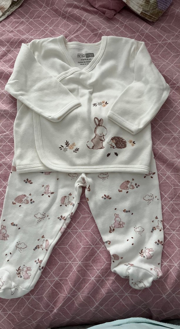 Beyaz tavşan  Baskılı Bebek Kız Takımı - Görsel 3