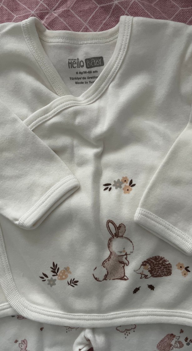 Beyaz tavşan  Baskılı Bebek Kız Takımı - Görsel 4