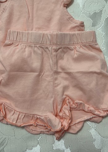 Kız Çocuk Pembe Fırfırlı Pamuklu Atlet takım - Görsel 2