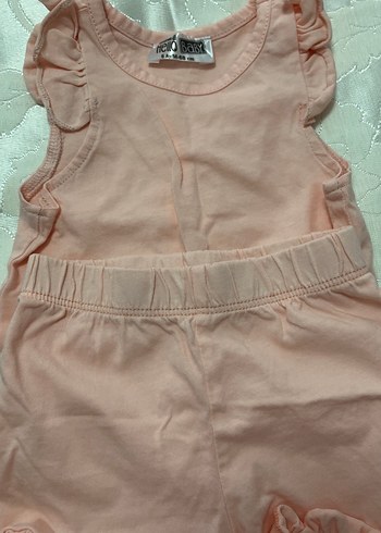 Kız Çocuk Pembe Fırfırlı Pamuklu Atlet takım - Görsel 3