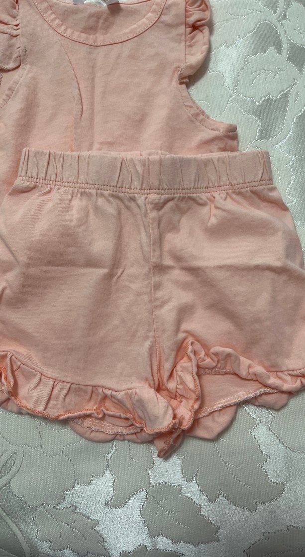 Kız Çocuk Pembe Fırfırlı Pamuklu Atlet takım - Görsel 2
