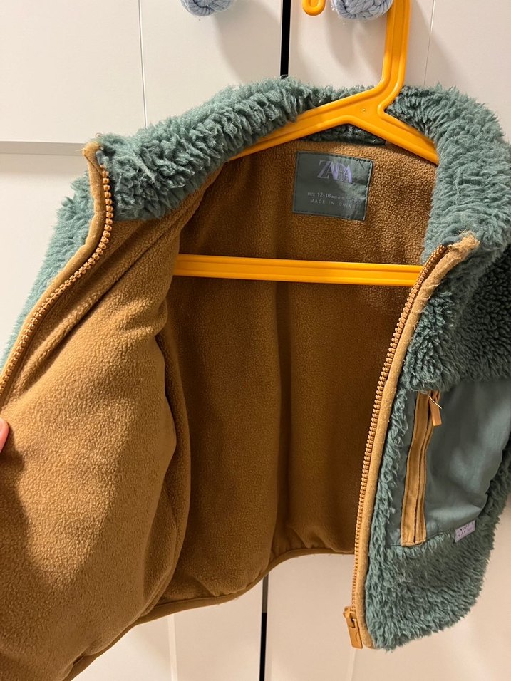 Zara Erkek Çocuk Yeşil Kürklü Ceket - Görsel 3