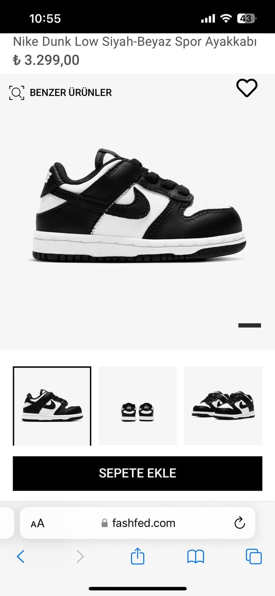 Nike Dunk Low Siyah-Beyaz Erkek Çocuk Spor Ayakkabı - Görsel 2