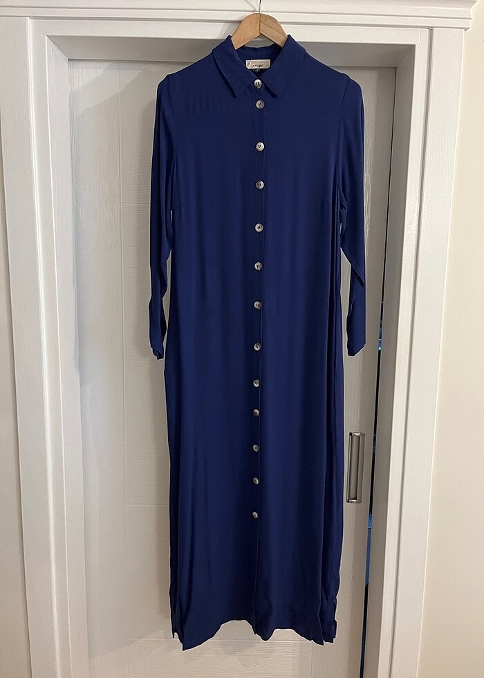 Merva Acar Saks Gömlek Elbise - Görsel 3