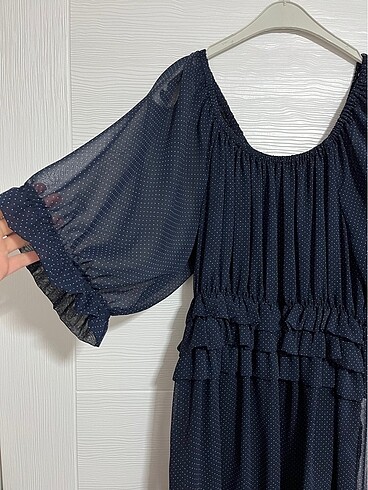 Lacivert Şifon Elbise - Görsel 2