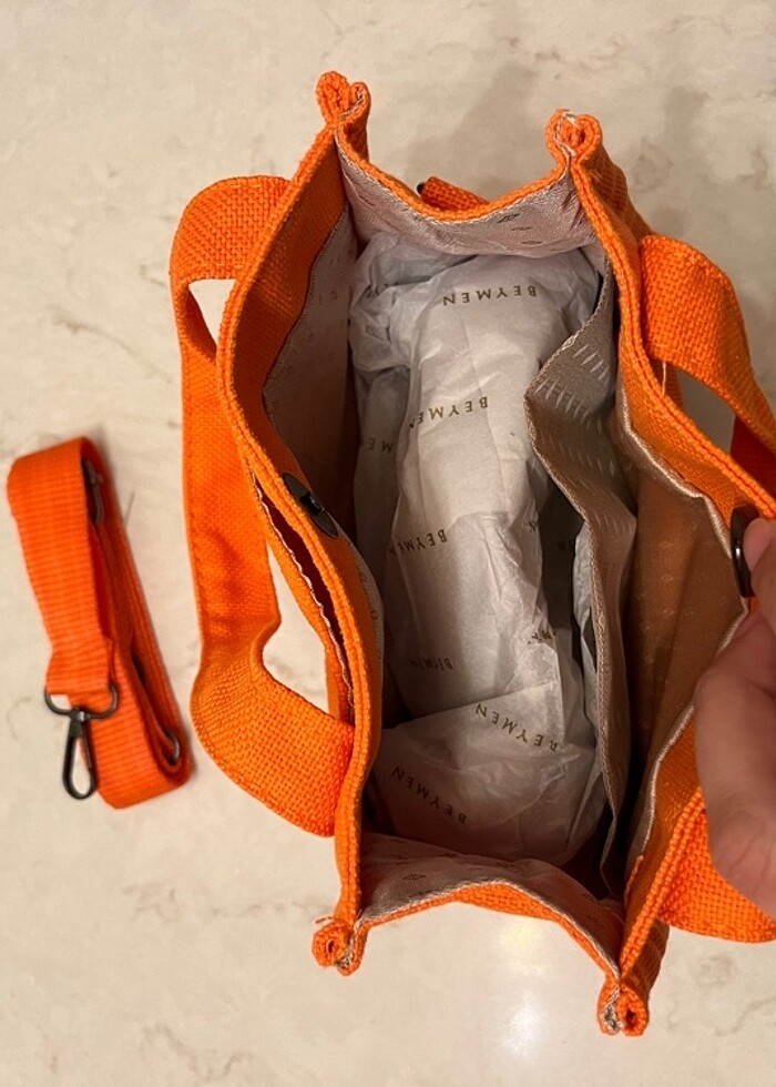 Turuncu Mini Kanvas Çanta - Görsel 5