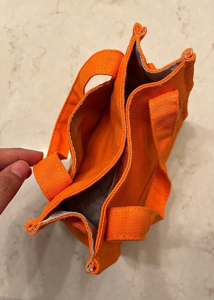 Turuncu Mini Kanvas Çanta - Görsel 4