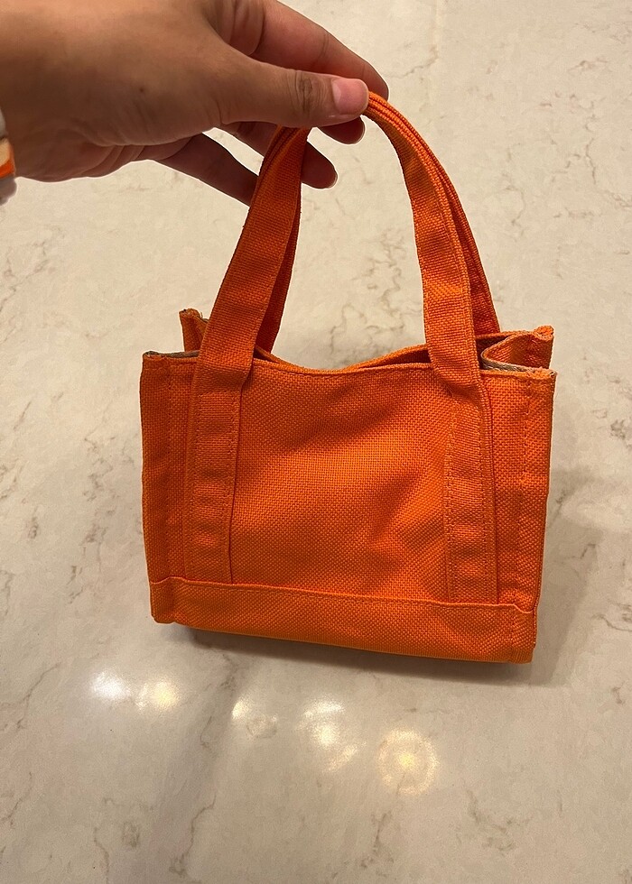 Turuncu Mini Kanvas Çanta - Görsel 3