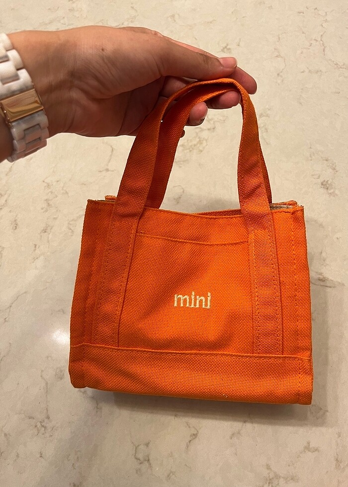 Turuncu Mini Kanvas Çanta - Görsel 2