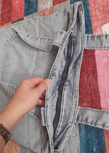 Gri Denim Kadın Fermuarlı Günlük Çanta - Görsel 2