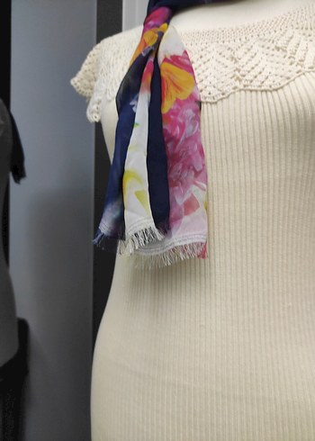 Dantel Detaylı Çok Renkli Bohem Örgü Kadın  buluz - Görsel 3