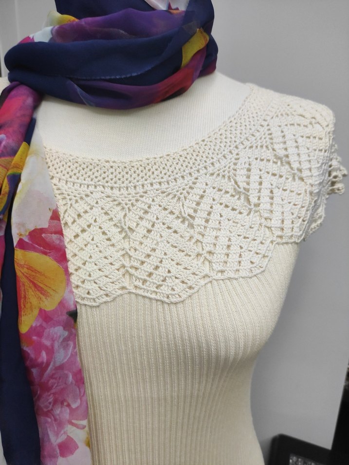 Dantel Detaylı Çok Renkli Bohem Örgü Kadın  buluz - Görsel 5