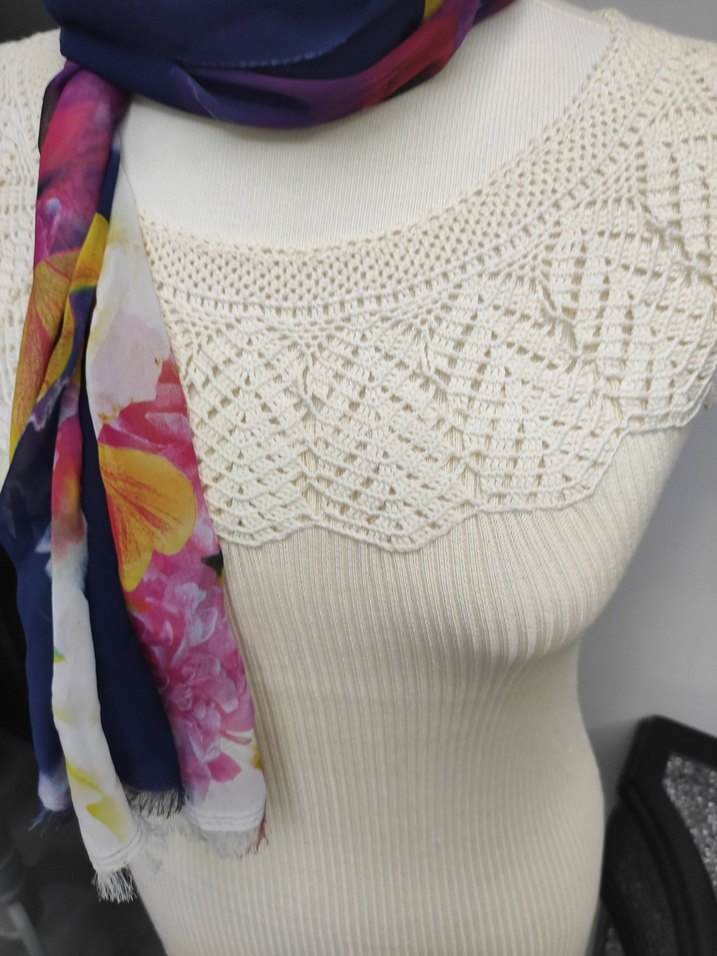 Dantel Detaylı Çok Renkli Bohem Örgü Kadın  buluz - Görsel 2