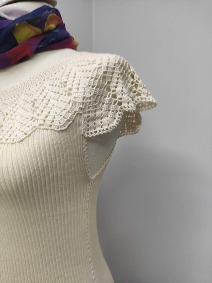 Dantel Detaylı Çok Renkli Bohem Örgü Kadın  buluz - Görsel 4