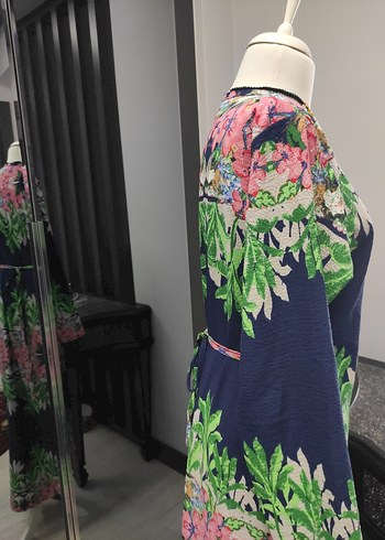 Çiçek Desenli Uzun Kollu Bohem Kimono - Görsel 6