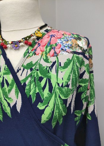 Çiçek Desenli Uzun Kollu Bohem Kimono - Görsel 4