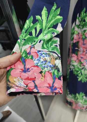 Çiçek Desenli Uzun Kollu Bohem Kimono - Görsel 5