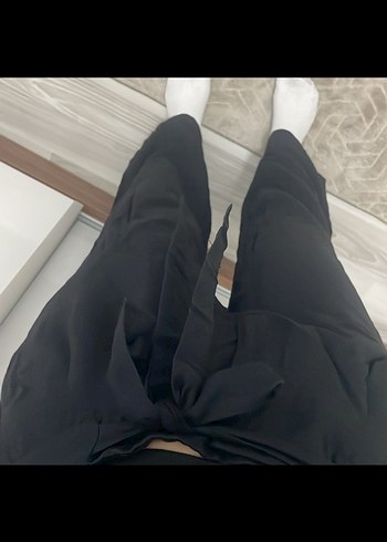 Koton Siyah Midi Parlak Kadın İspanyol Paça Pantolon