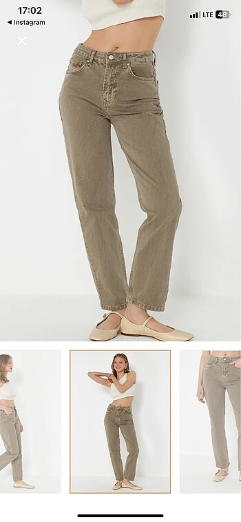 Kahverengi Yüksek Bel Straight Jean