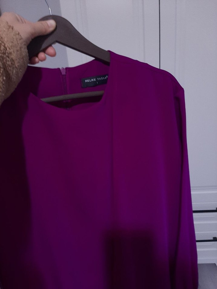 Kadın Mor Uzun Kollu Salaş Uzun Tunik Pantolon - Görsel 2