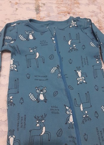 Uzun Kollu indigo Baskılı Bebek Tulum - Görsel 2