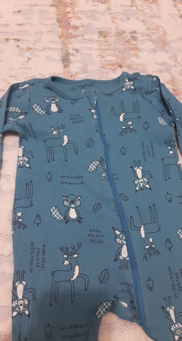 Uzun Kollu indigo Baskılı Bebek Tulum - Görsel 2