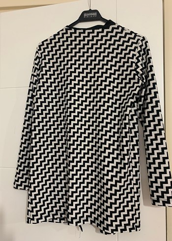 Düğmeli Siyah Beyaz Desenli Kadın Ceket - Görsel 9