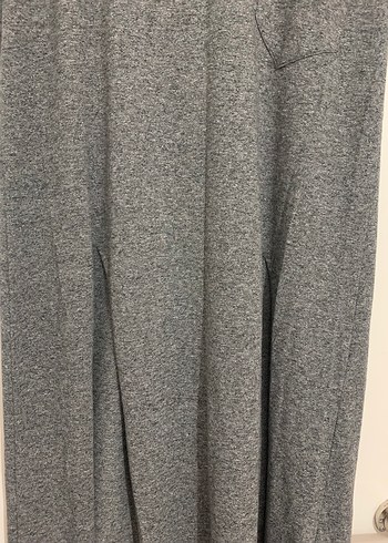 Gri Uzun Yırtmaçlı Rahat Kesim Kadın Elbise - Görsel 7