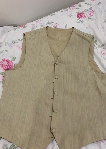 Bej Keten Düğmeli Bohem Yelek - Görsel 2