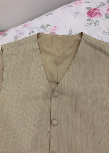 Bej Keten Düğmeli Bohem Yelek - Görsel 3