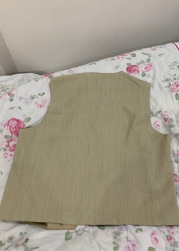 Bej Keten Düğmeli Bohem Yelek - Görsel 8