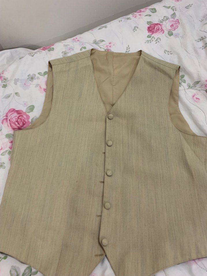 Bej Keten Düğmeli Bohem Yelek - Görsel 2