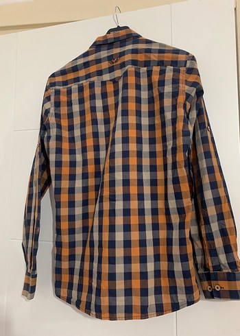 Düğmeli Uzun Kollu Kahverengi Ekose Erkek Gömlek - Görsel 13