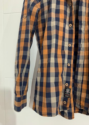 Düğmeli Uzun Kollu Kahverengi Ekose Erkek Gömlek - Görsel 6