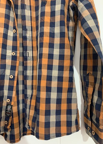 Düğmeli Uzun Kollu Kahverengi Ekose Erkek Gömlek - Görsel 5