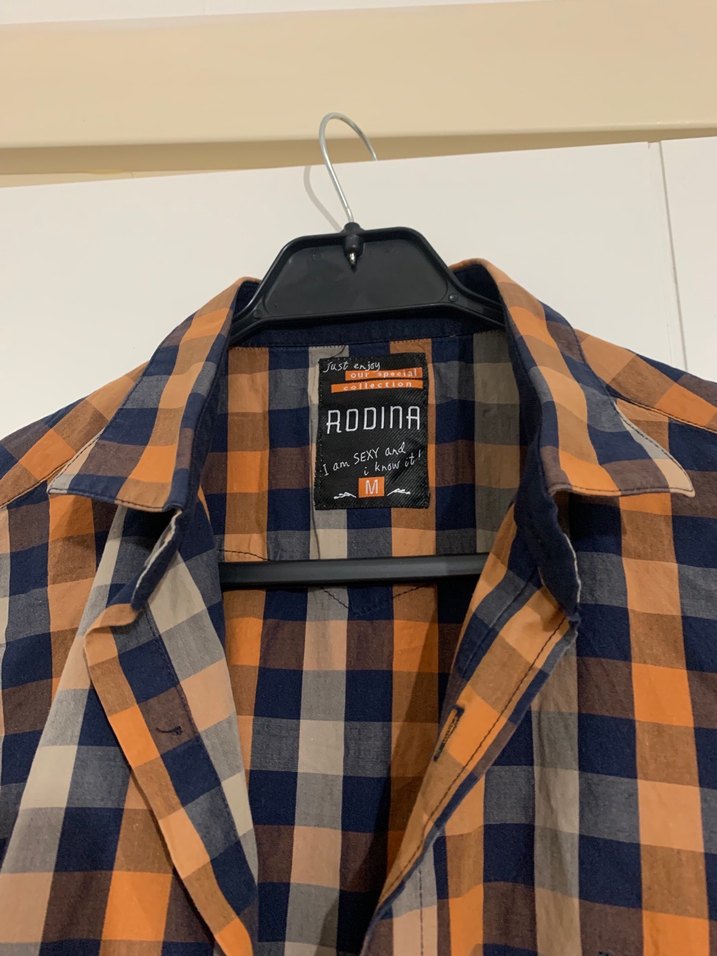 Düğmeli Uzun Kollu Kahverengi Ekose Erkek Gömlek - Görsel 4