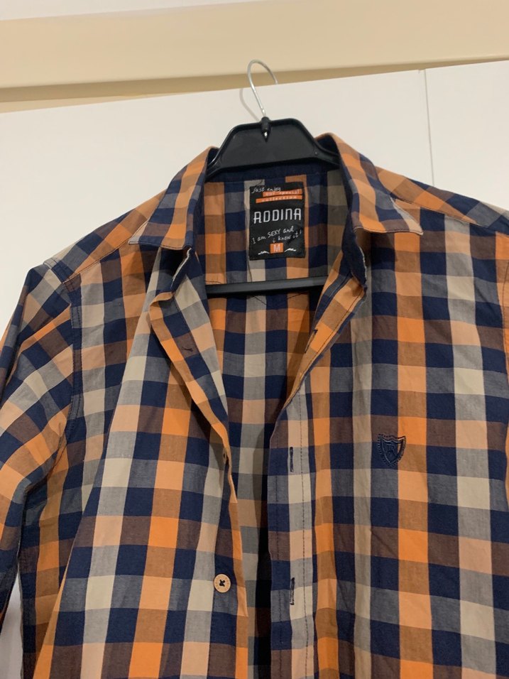 Düğmeli Uzun Kollu Kahverengi Ekose Erkek Gömlek - Görsel 3