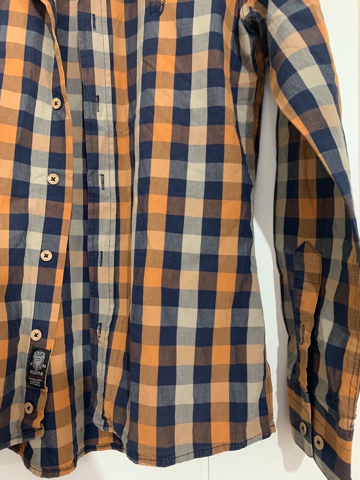 Düğmeli Uzun Kollu Kahverengi Ekose Erkek Gömlek - Görsel 5