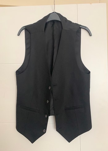 Düğmeli Siyah Erkek Yelek - Görsel 8