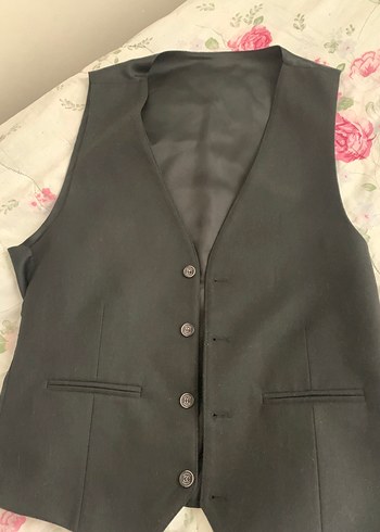 Düğmeli Siyah Erkek Yelek - Görsel 3