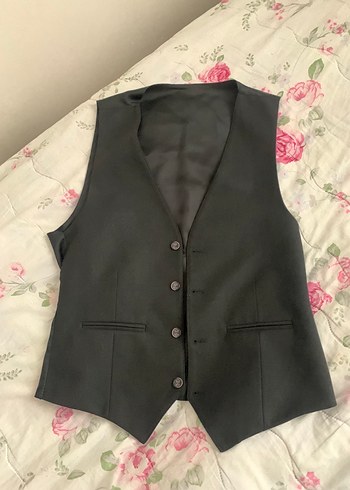 Düğmeli Siyah Erkek Yelek - Görsel 2