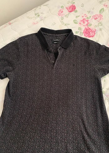 Erkek Siyah Desenli Kısa Kollu Polo T shirt - Görsel 2