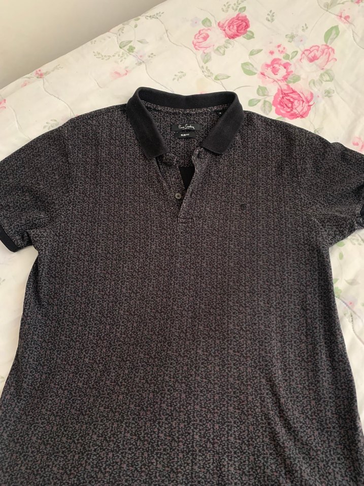 Erkek Siyah Desenli Kısa Kollu Polo T shirt - Görsel 2