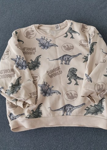 H&M Bej dinozor Baskılı Erkek Çocuk Pijama Takımı