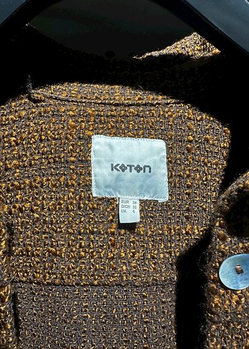 Düğmeli Kahverengi Kısa Kadın Yün Ceket - Görsel 2