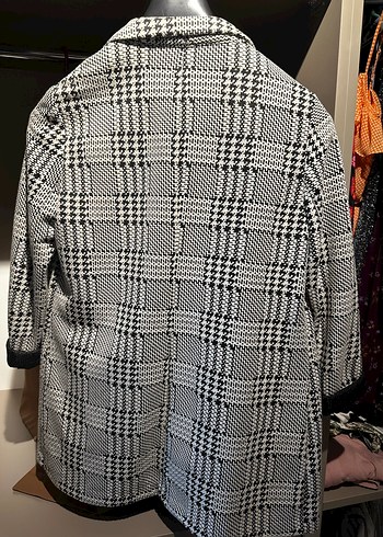 Kadın Gri Ekose Düğmeli Blazer Ceket - Görsel 3