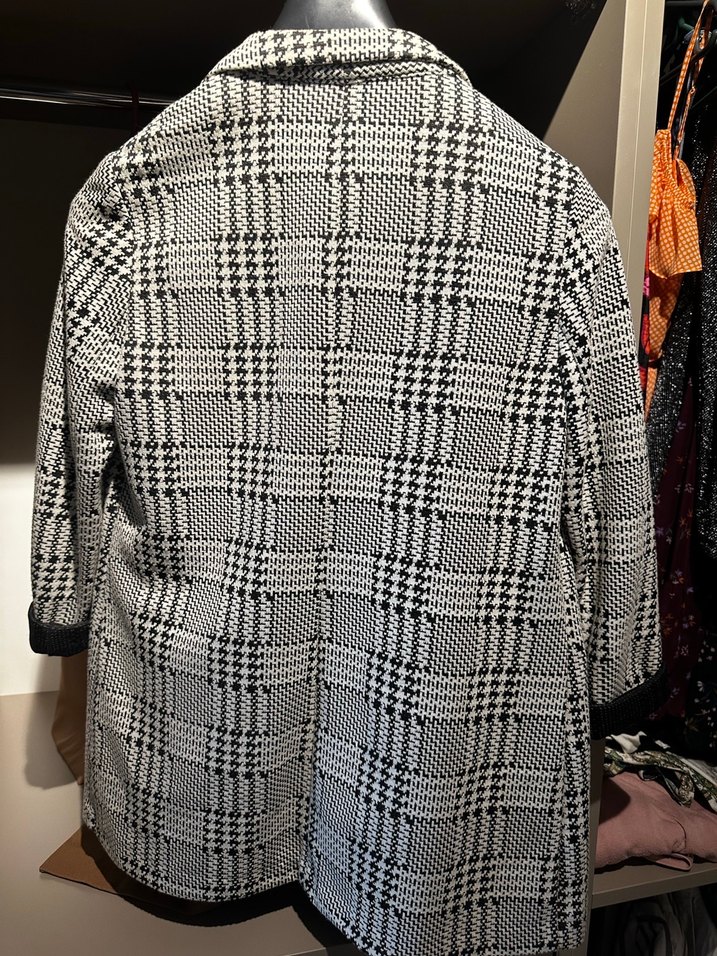 Kadın Gri Ekose Düğmeli Blazer Ceket - Görsel 3