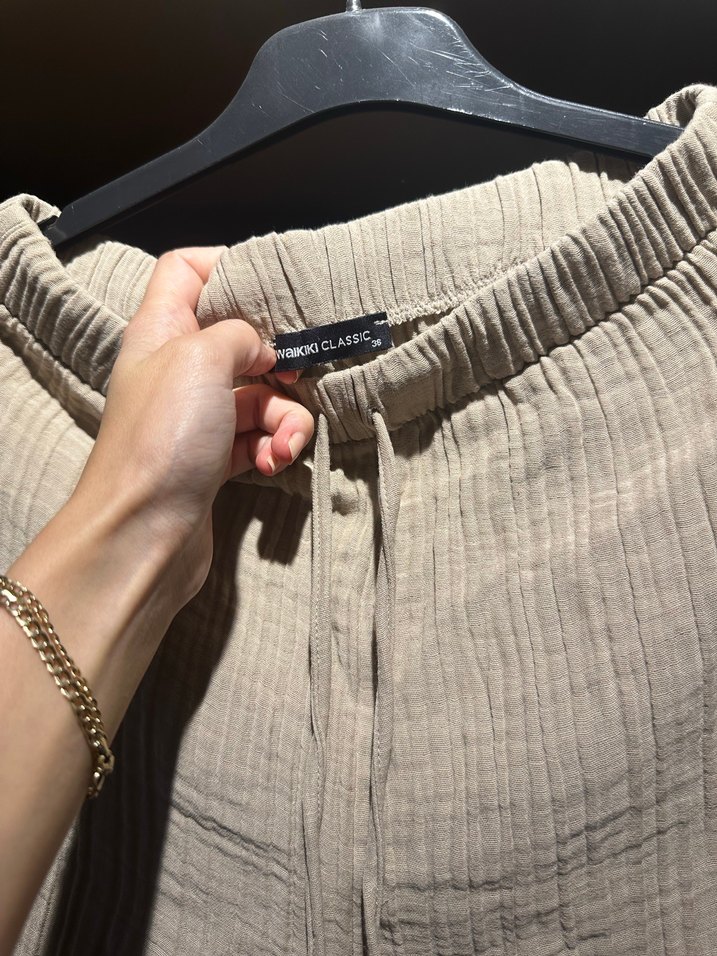 Krem Rahat Kesim Kadın  Pantolon - Görsel 3