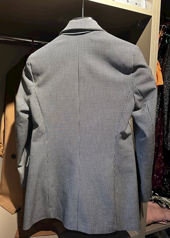 Düğmeli Gri Kadın Blazer Ceket - Görsel 4