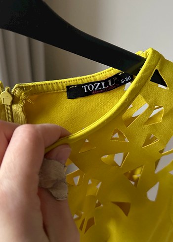 Sarı Pilili Kadın  Elbise - Görsel 3